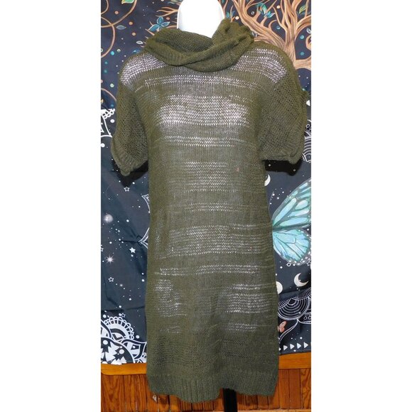 Click Green Slouch Neck Semi-Sheer Sweater Dress - Picture 5 of 5